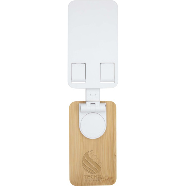 Logotrade advertising products photo of: Alfirk recycled plastic foldeable desk phone stand with bamboo details